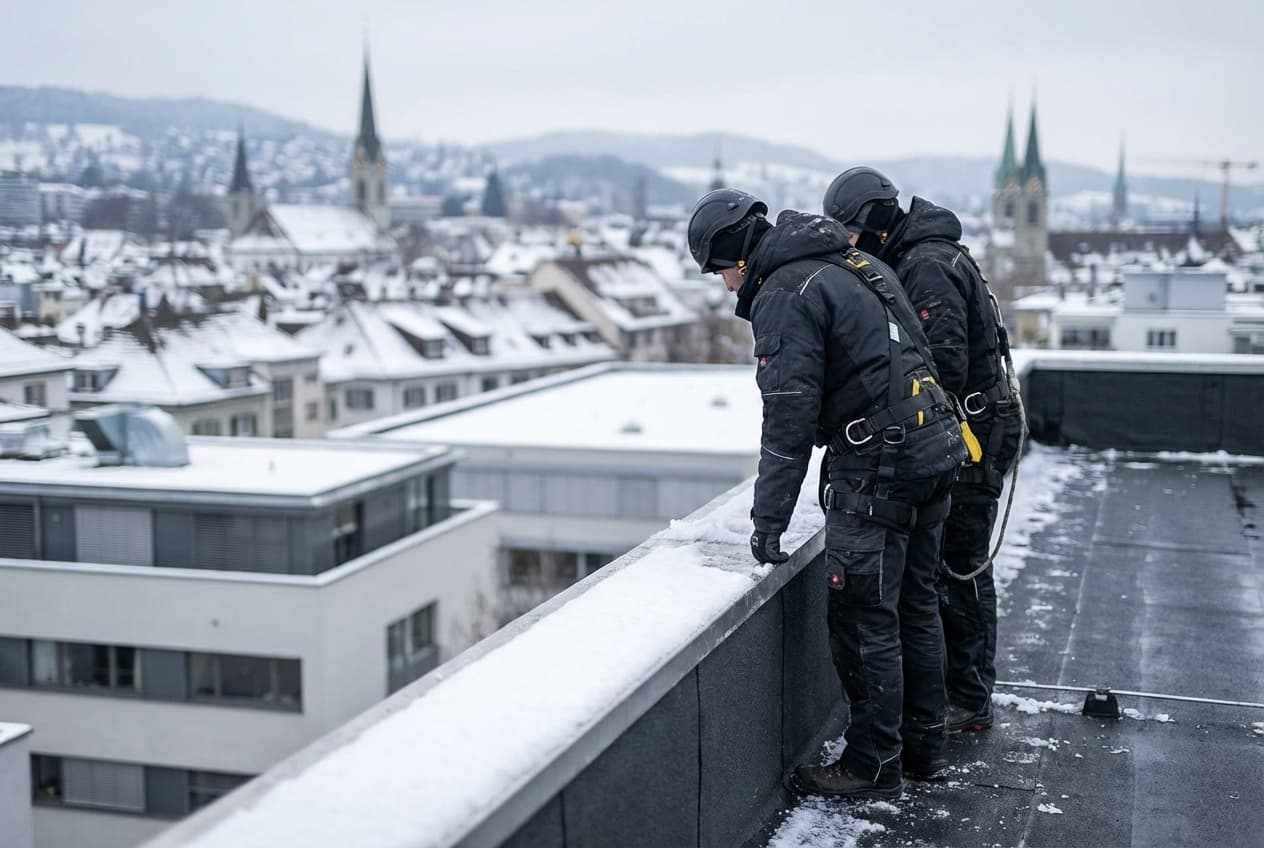 Wintereinsatz auf einem Flachdach